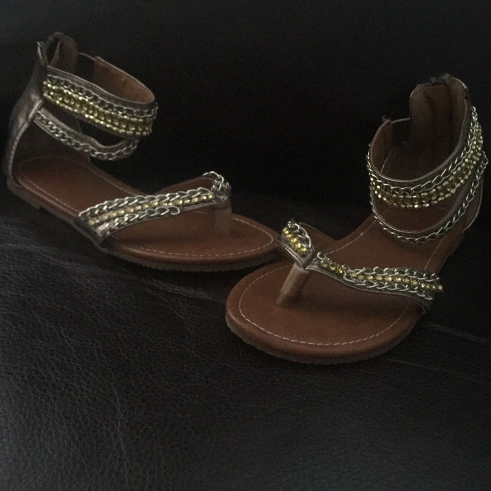 Chain link and gold bead sandals